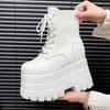 Fashion New 13CM Platform Boots Casual Outdoor Shoes Chunky Simple Lace Up Design Ankle Boots Cool Nightclub Party Black Shoes 35-43