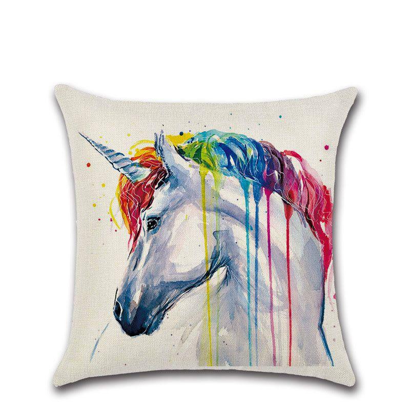 Versatile Cotton Linen Cushion Cover Featuring Cartoon Rainbow Animals For Stylish Decoration