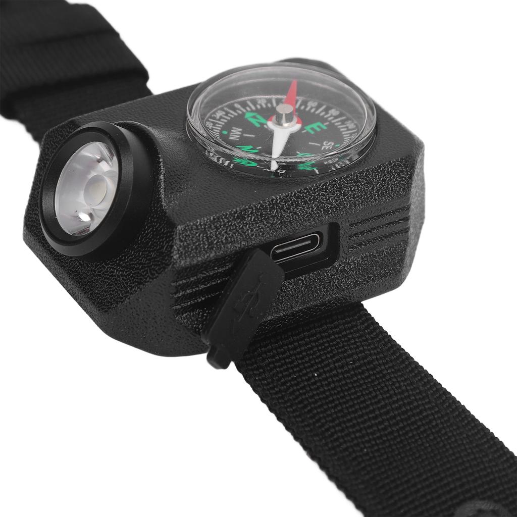 Wrist Flashlight Waterproof Rechargeable 5 Modes Watch Flashlight with Compass for Camping Hiking Travel
