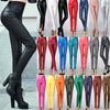 Women Sexy Solid Color Faux Leather Leggings High Waist Ultra Thin Pencil Pants