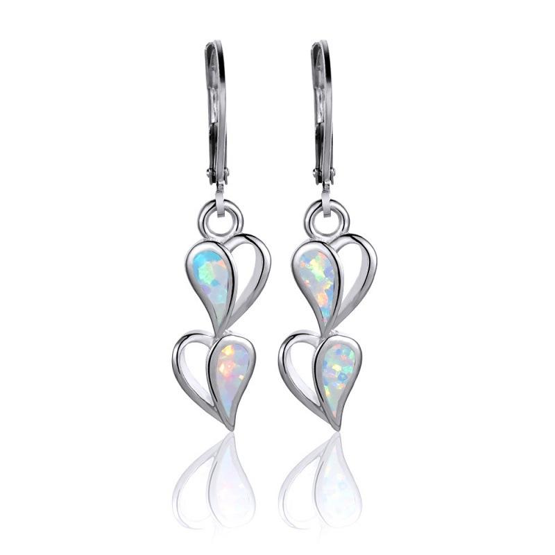 Wind platinum blue double love ear buckle temperament retro simple versatile jewelry