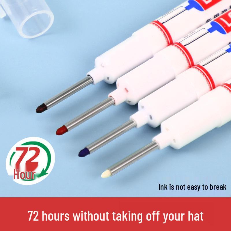 Wide-Mouth Deep Hole Marker Pen for Woodworking & Tile - Quick-Drying, Long-Nosed, Oily Construction Marker