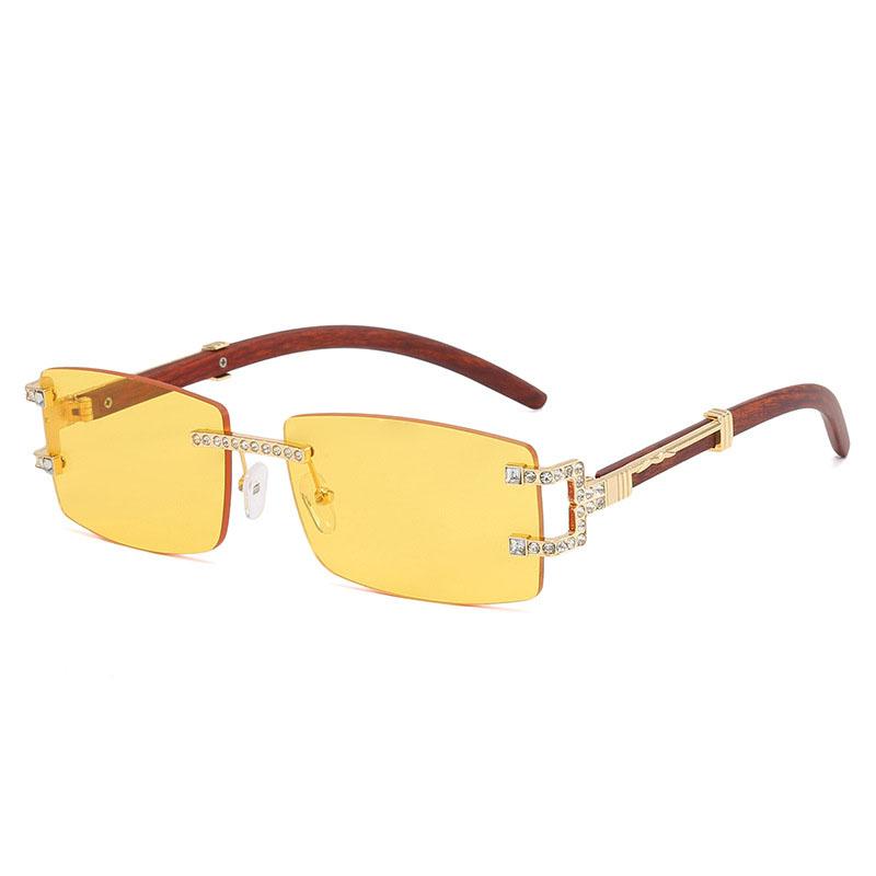 Y2K Vintage Luxury Designer Rimless Diamond Sunglasses Women Crystal Rhinestone Square UV400 Sun Glasses For Men