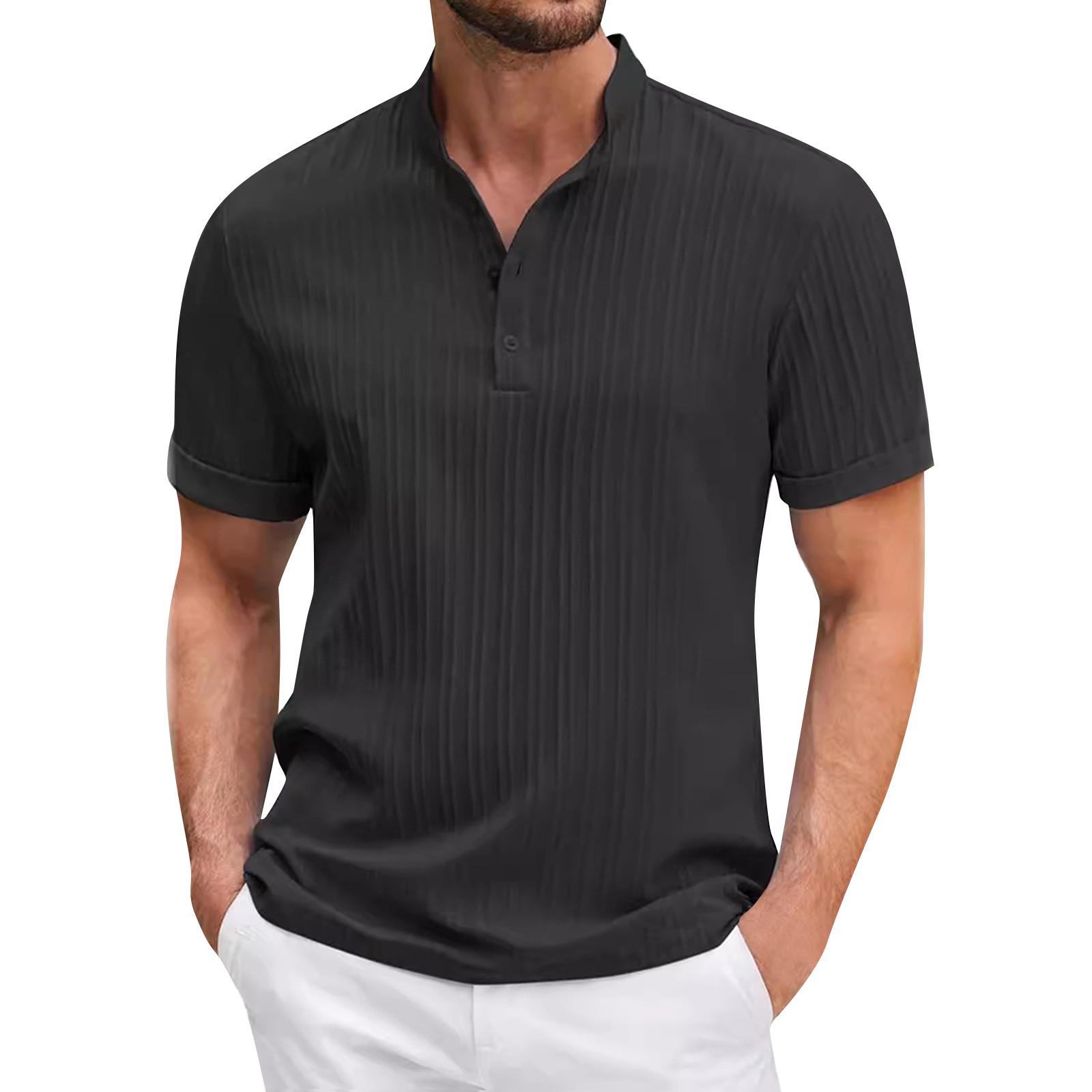 

Винтажная летняя мужская футболка, уличная одежда, 3 пуговицы, свободная одежда, футболка с коротким рукавом и принтом S чёрный