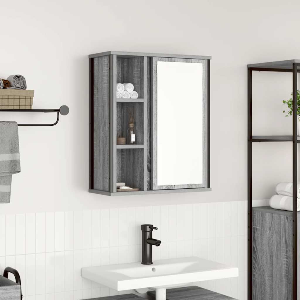 Wall Mounted Bathroom Cabinet with Mirror Grey Sonoma 50 x 21 x 60 cm