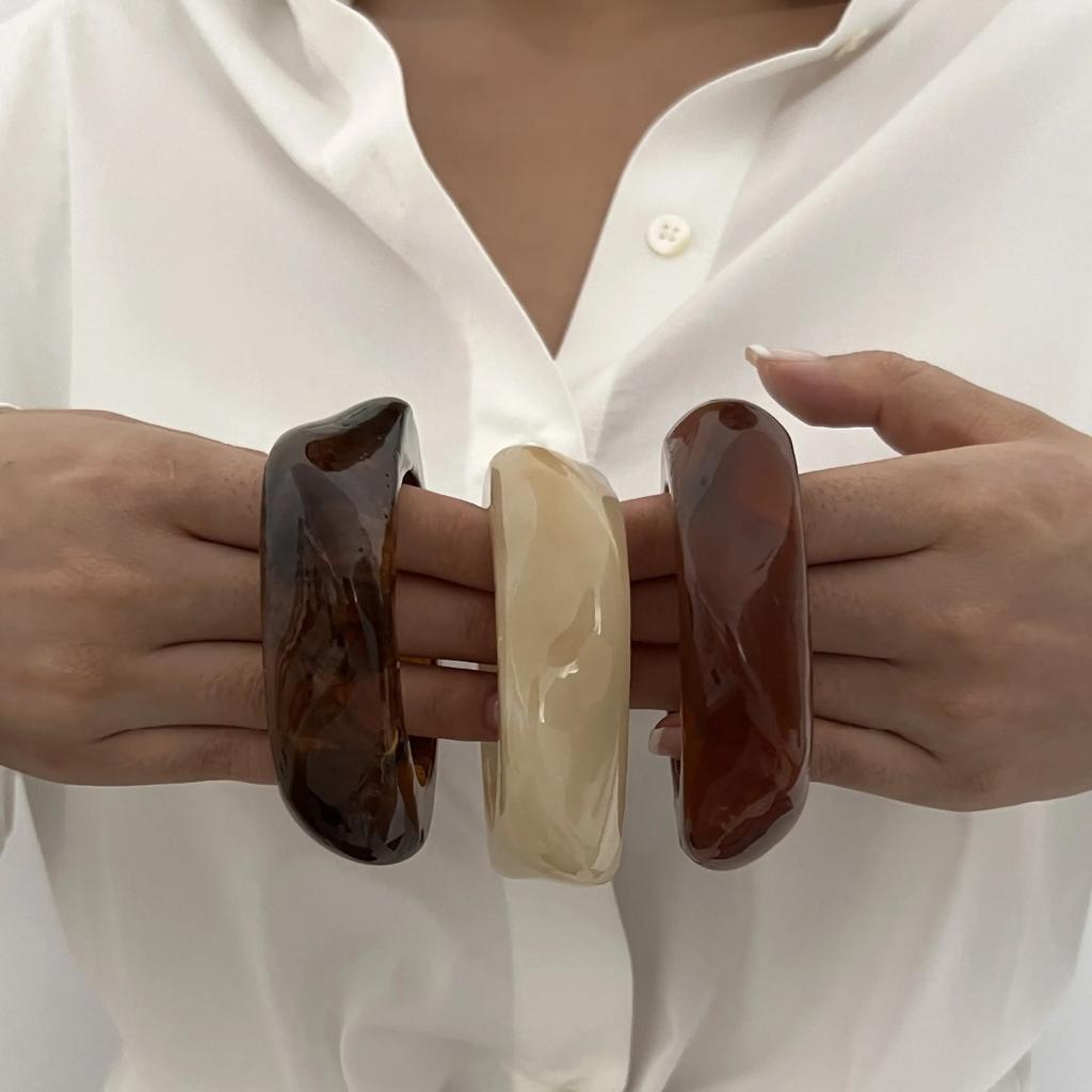 DIEZI Punk Big Geometric irregular Bangles Fashion Hip Hop Acrylic Wide Bangles Bracelets For Women Men New Gift Jewelry