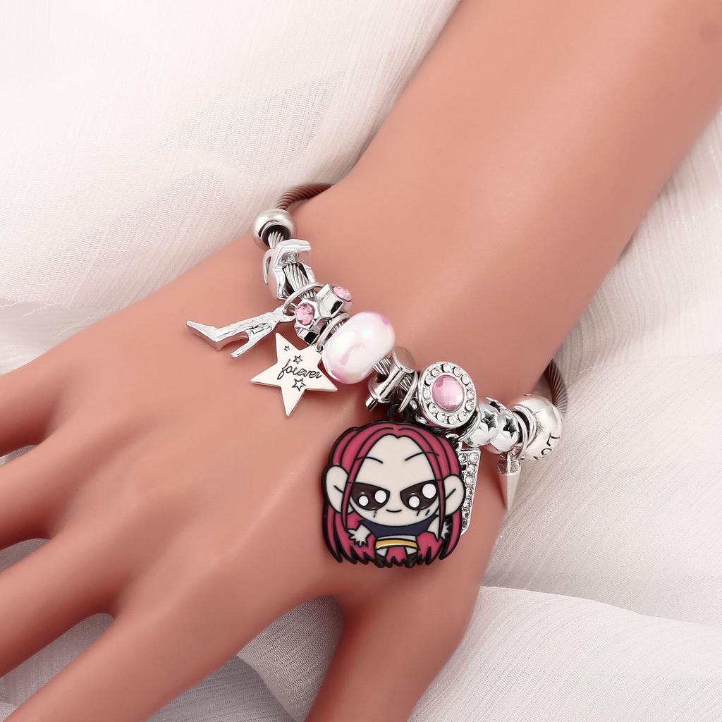 Y2K K-Pop Demon Hunters Series Bracelets for Men Women Bead Enamel Pendant Bracelet HUNTR/X Bangle Fans Cosplay Jewelry Gift