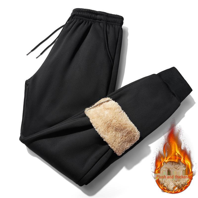 Men's Korean Style Lambskin Pants: Autumn/Winter Warm, Velvet-Lined, Thick, Straight-Cut, Casual, Trendy.