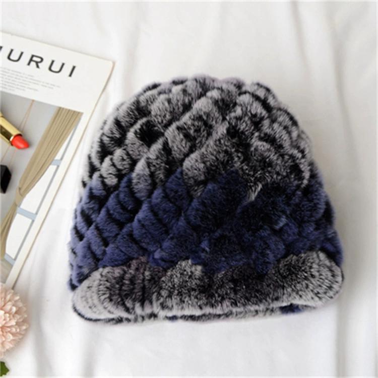 

Шапка из меха кролика Рекс, осенне-зимняя, утолщенная, ветрозащитная, теплая, женская, меховая, для матерей среднего и пожилого возраста, защита ушей, шапка-ананас Fidelity OneSize(55-60cm)