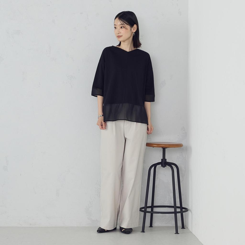 Comme Ca Ism Sheer Combi Cut and L Sew, 12-68CM25-205, Black,