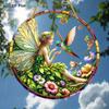 2D Flat Stained Glass-Style Acrylic Fairy & Hummingbird Decoration Sign, Floral Design, Suitable for wall Decoration, porch, Room, Villa, accents Home