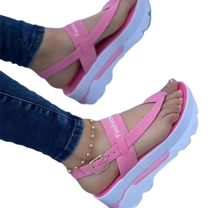 Women 'S Shoes Summer Fashion Open Toe Platform Wedges Female Casual Shoes Buckle Strap Ladies Solid Color Outdoor Sandals