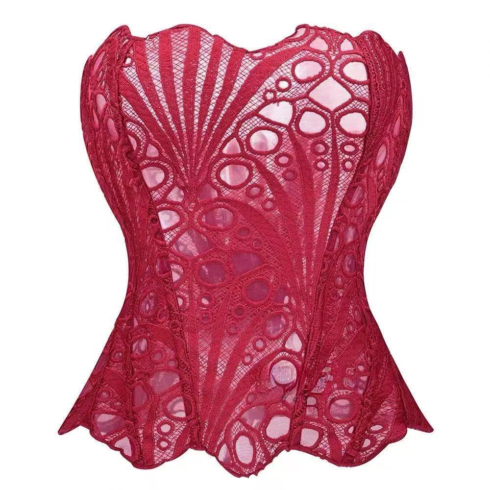 Hollow Flower Lace Fishbone Shapewear Slim Fit Lace-up Corset Underwear for Women  Women