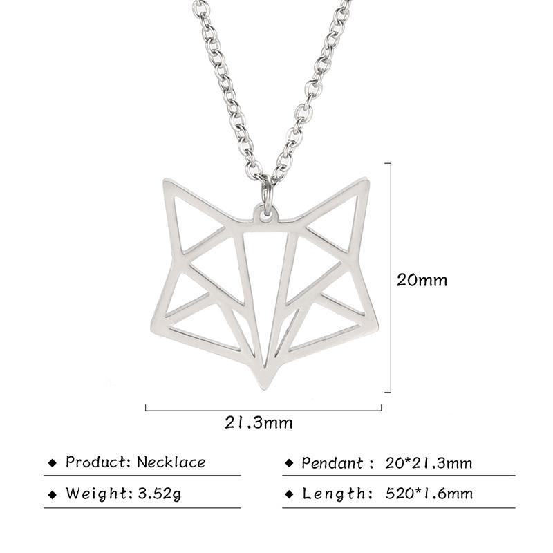Hollow Fox Pendant Necklace Stainless Steel Women's Classic Animal Charm Double layer Bead Chain Fashion Jewelry Party Gift