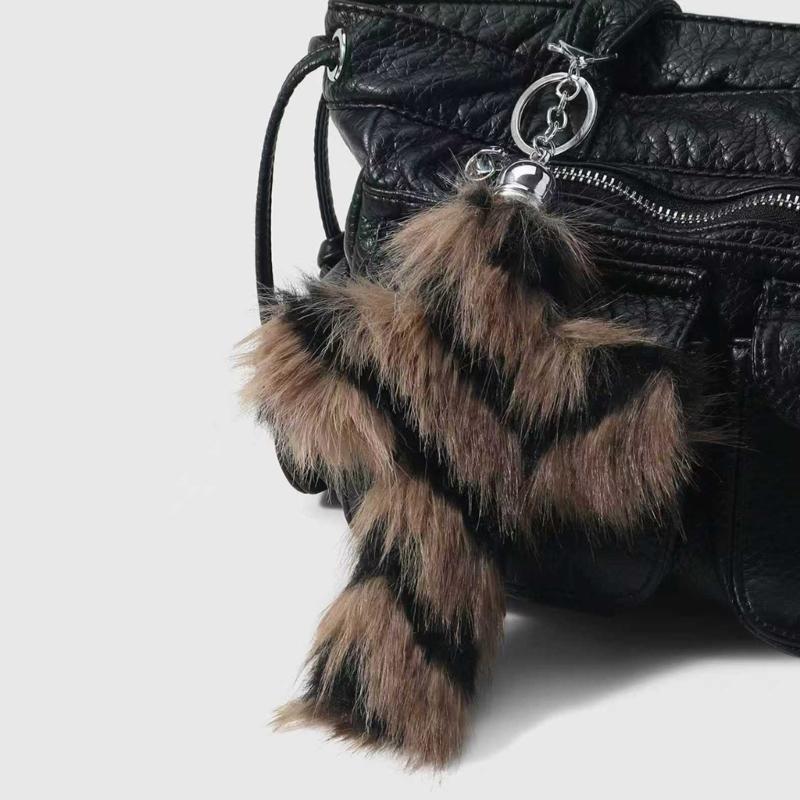Y2K Retro Sweet And Cool Gradient Crosses Shape Keychain With Soft Plush For Bags Keys Backpacks Stylish Present Choice