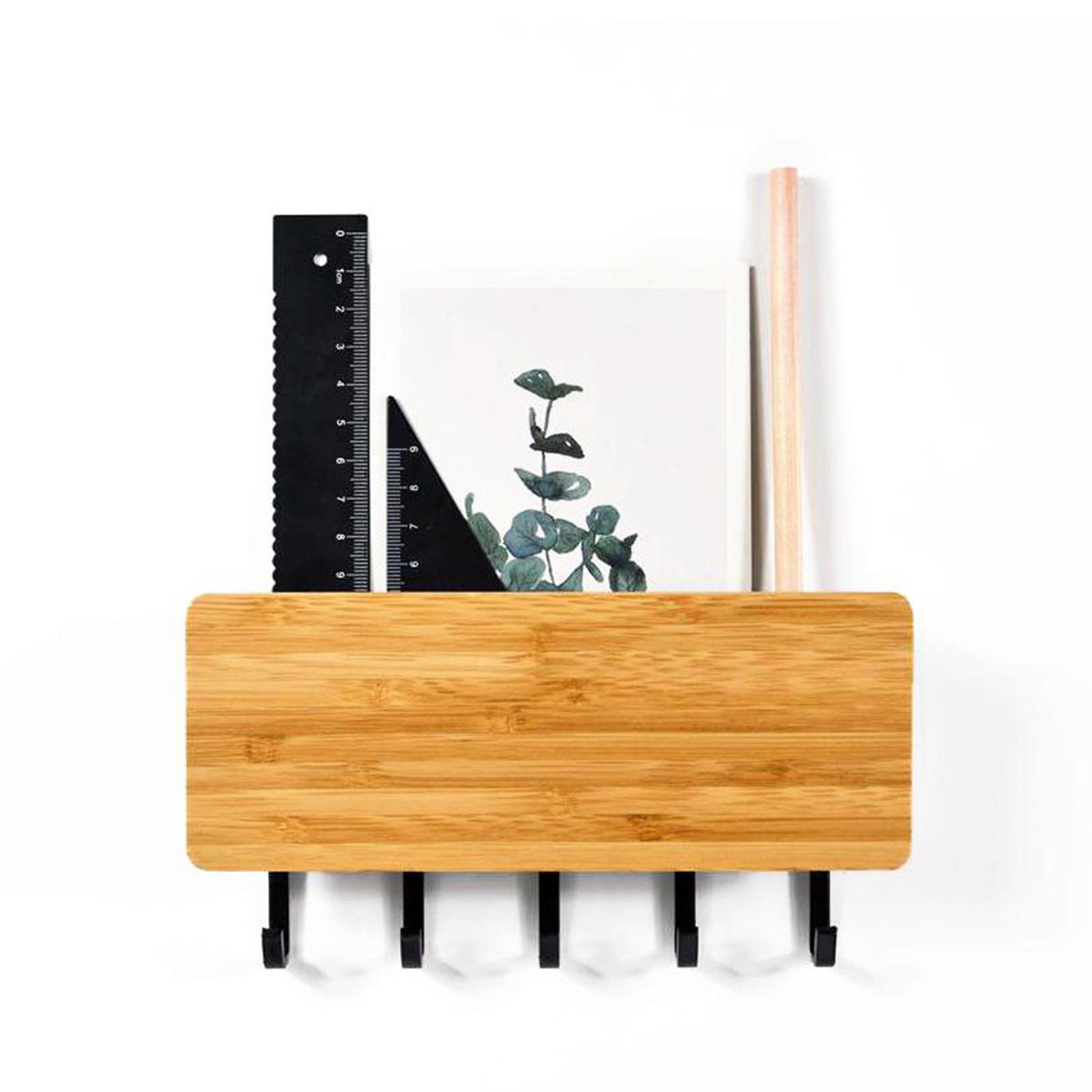 

Key er Decorative Wall Hooks Space Saving Easy Install Home Chic Wooden Door Back Storage Rack Holder with 5 Hooks