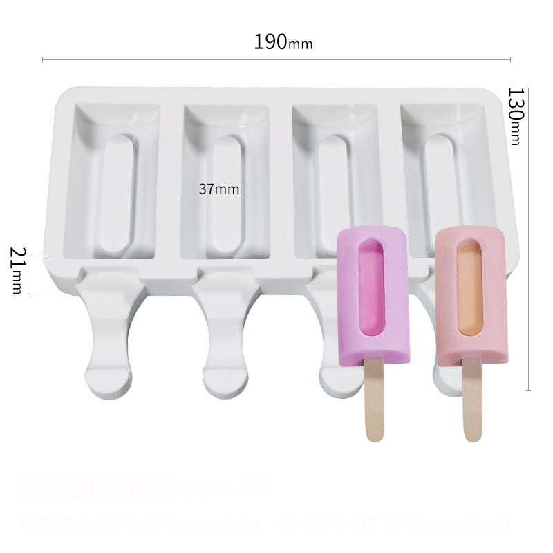 Silicone Ice Cream Mold DIY Homemade Popsicle Moulds Freezer 4 Cell Small Size Ice Cube Tray Popsicle Barrel Makers Baking Tools