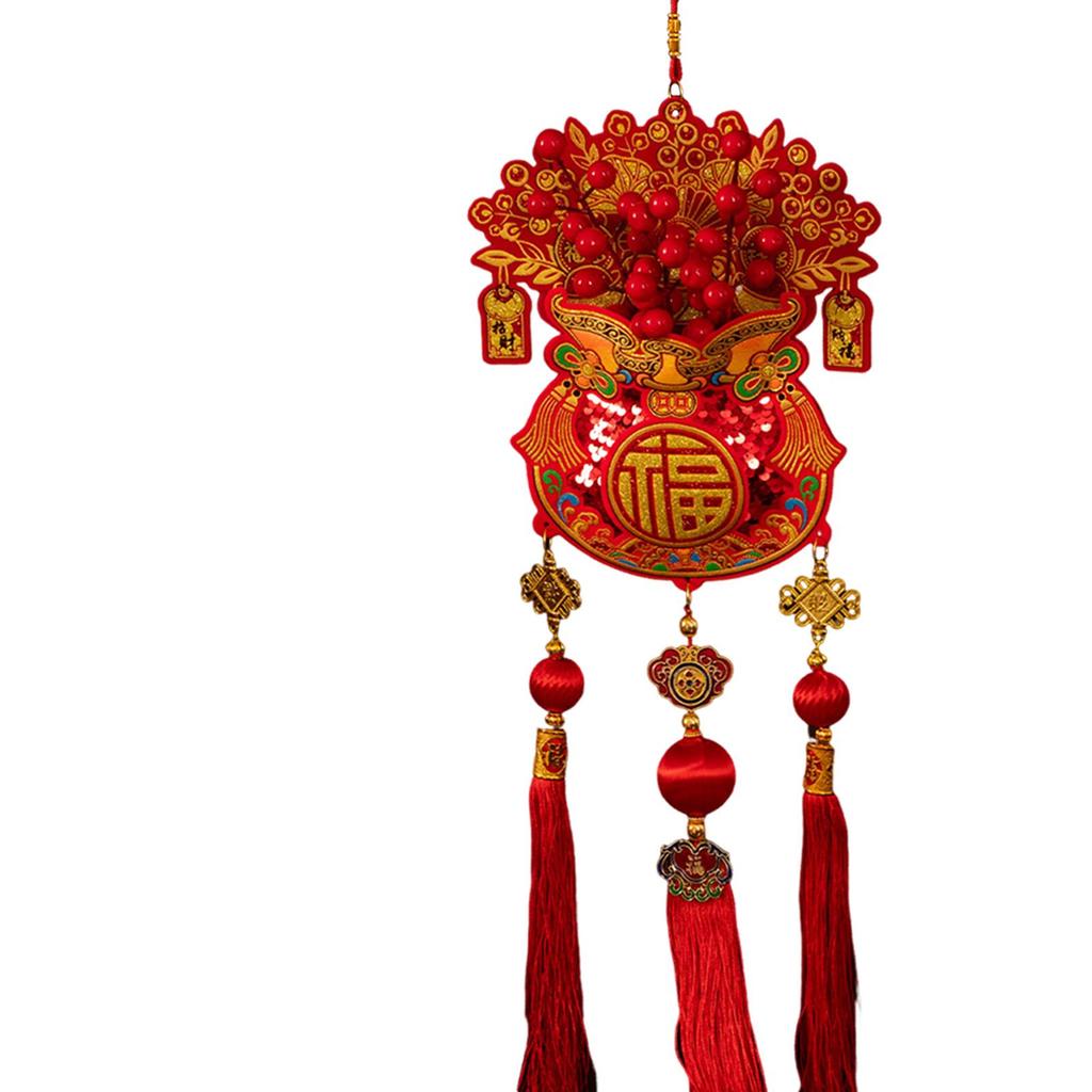 Lunar Year Celebration Accessory Red Flannel Pendant Traditional Luck Bag for Home Office Ceiling Decoration Chinese Festival