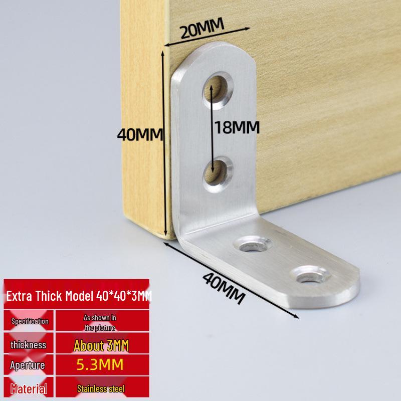 Thick Stainless Steel 90° Angle Bracket for Furniture Fastening