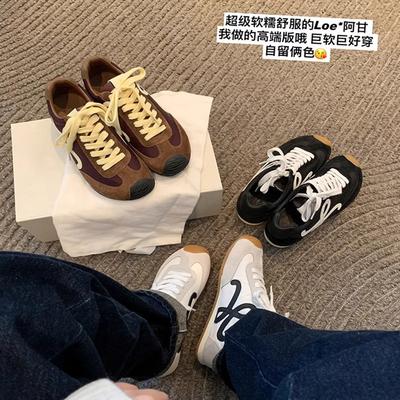 Cowhide Version~ Su Yinyin Has the Same Ugly and Cute Asymmetrical Big Toe Head Lace-up Casual Sports Style Forrest Gump Training Shoes for Women