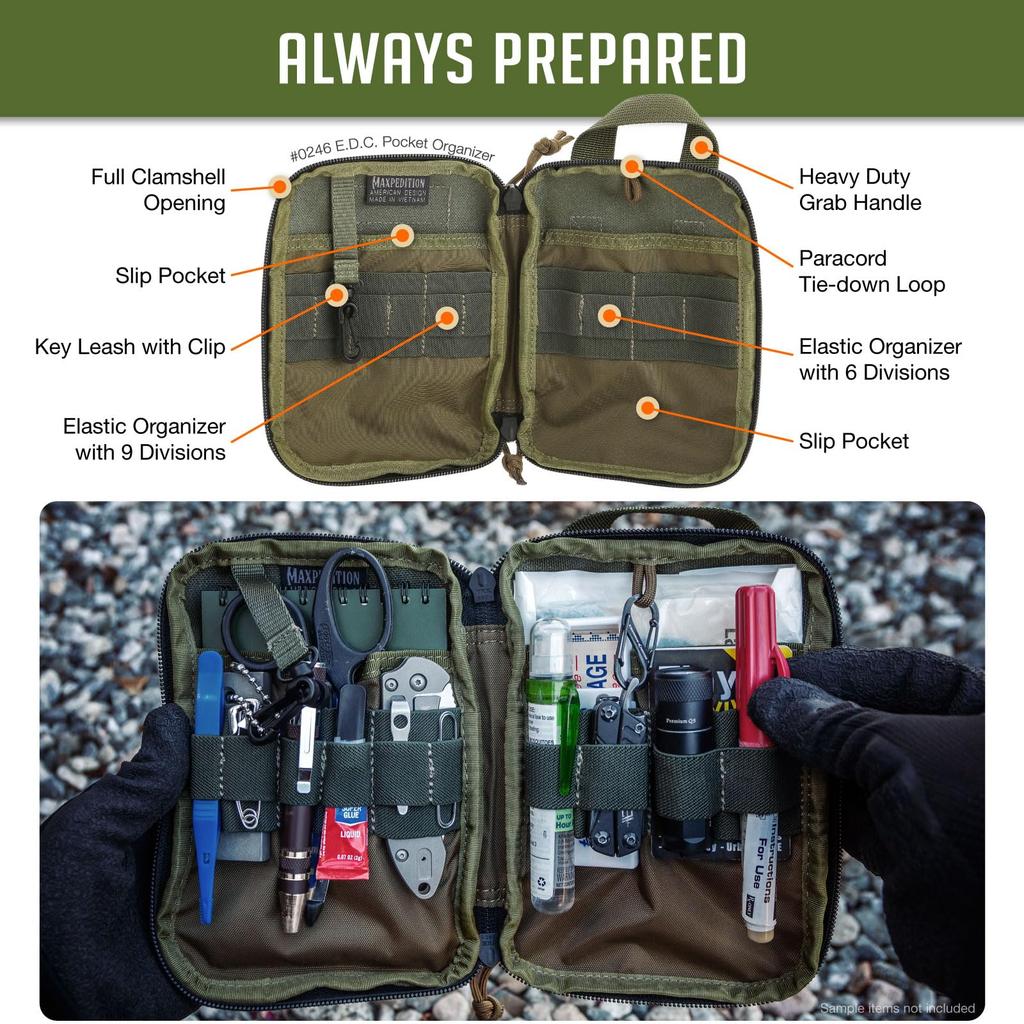 MAXPEDITION EDC Pocket Organizer MOLLE 1000D Nylon Tactical Pouch for Everyday Carry Tools and Gear Storage for and Survival Use (OD Green) Compact,