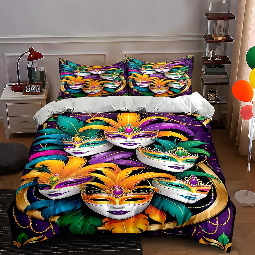 

Vibrant masquerade masks Bedding Duvet cover sets Duvet covers Pillowcases gifts (1 * Duvet Cover 2 * Pillowcases, without duvet insert) 135x200cm