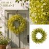 Artificial Fall Wreath with Yellow and Green Leaves for Outdoor Front Door Porch Hanging Decor