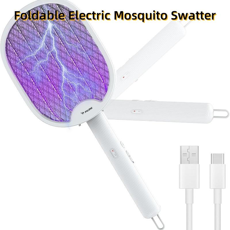 

1 шт. Электрическая мухобойка 2025, складная с USB-зарядкой, уничтожитель комаров, эффективная и безопасная, подходит для дома, террас