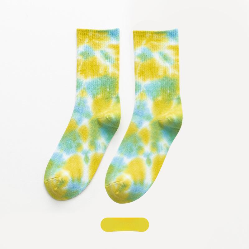 Gradient Tie-Dye Mid-Tube Cotton Socks - Women's Street Fashion & Sport Trend