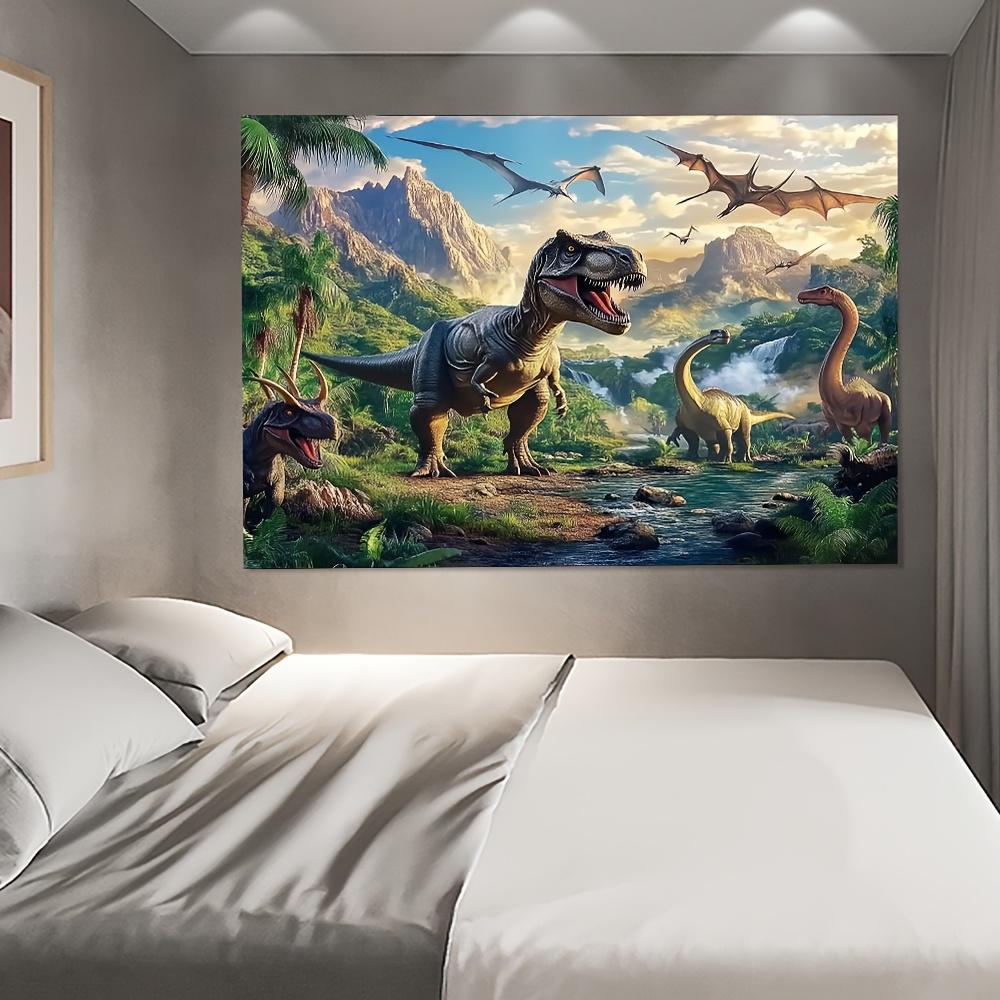 Epic Prehistoric Dinosaur Tapestry TRex in Jurassic Jungle Wall Hanging Dinosaur Room Decor suitable offices bars party 74x94cm(29x37in)