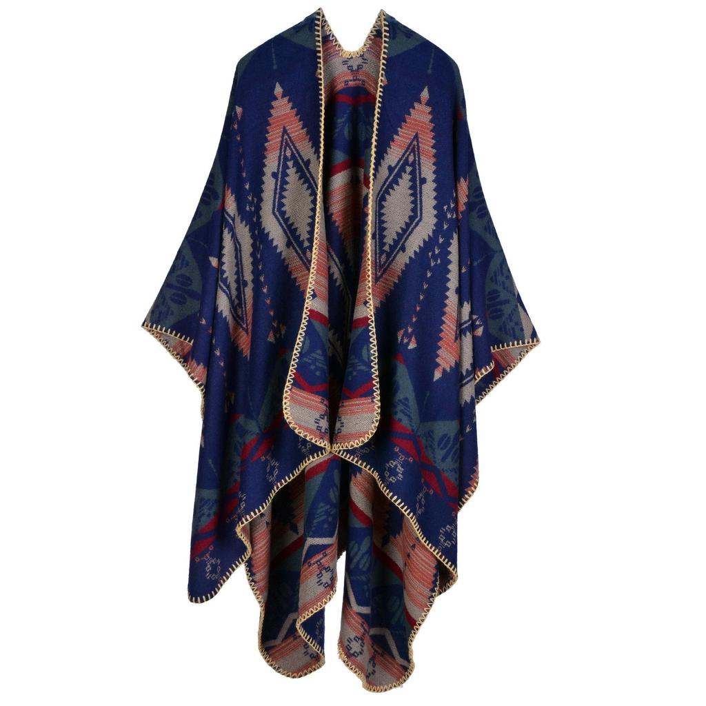 Women's Thickened Imitation Cashmere Shawl - Autumn/Winter European & American Style Cape, Warm Decorative Air-Conditioning Scarf