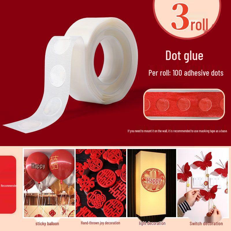 Wedding Room Decor: No-Trace Transparent Masking Tape & Nano Glue Dots for Damage-Free Arrangement