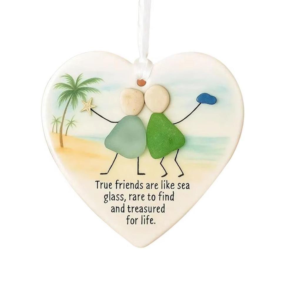 2D Flat Friendship Snowflake Handcrafted Heart-Shaped Christmas Emotional Quote Pendant Hanging Acrylic