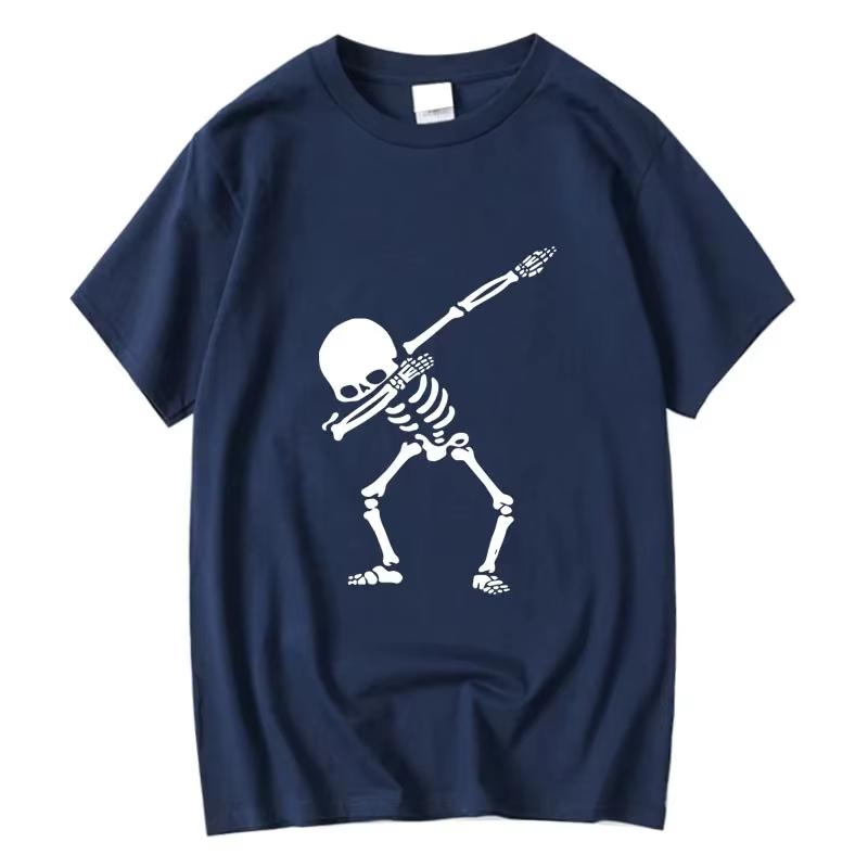 Unisexs High Quality Cotton Blend Funny Skull Design Print Summer Loose Oneck Unisex Tshirt Short Sleeve Tshirt Male Tee Tops