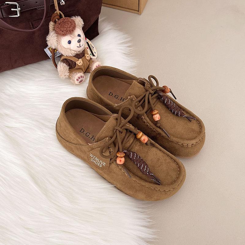 

Ретро плоская подошва внутренняя высота увеличение одинарная обувь женская лето и осень новый замшевый шнуровка один педаль прилив 40 армия зеленый