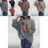 Accogliente Maglione Pullover Autunnale e Invernale a Manica Lunga con Scollo Rotondo in tinta unita