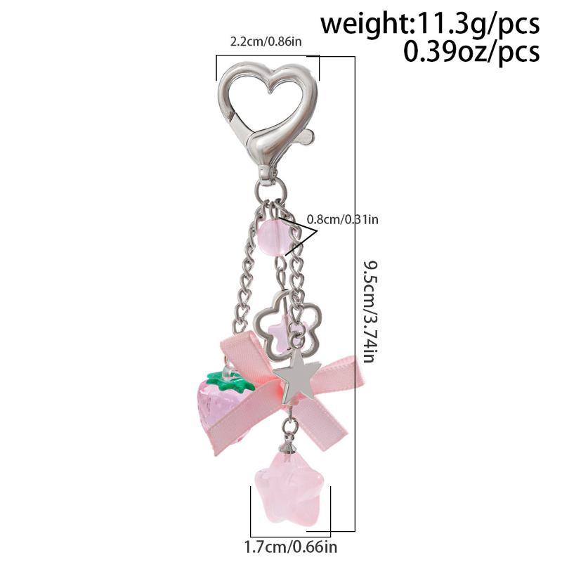 Y2K Fashion Acrylic Keychain Flower Star Love Bow Strawberry Pendant For Student Women Bag Backpack Accessories