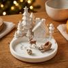 Fairy House Christmas Village Decor Tray 3D Printed Holiday Trinket Storage Tray Bedroom Vanity