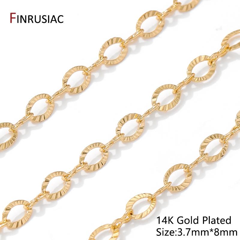 Multi Styles 14K Gold Plated Brass Oval Cable Curb Chains for Necklace Bracelet Jewelry Making Accessories,DIY Jewelry Supplies