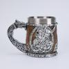 Cross-border medieval retro beer cup resin stainless steel coffee cup creative viking mug bar ornament
