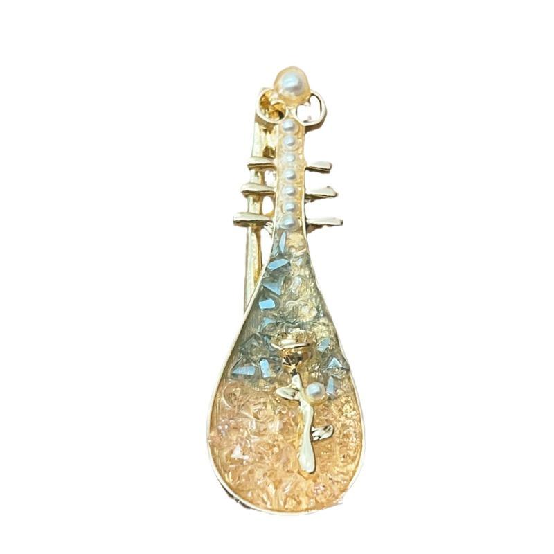 Fermacapelli a Forma di Rosa in Stile Cinese Vintage - Fermaglio Laterale con Motivo Pipa, Fermaglio Metallico Floreale Retrò, Elegante Accessorio per Capelli di Nicchia