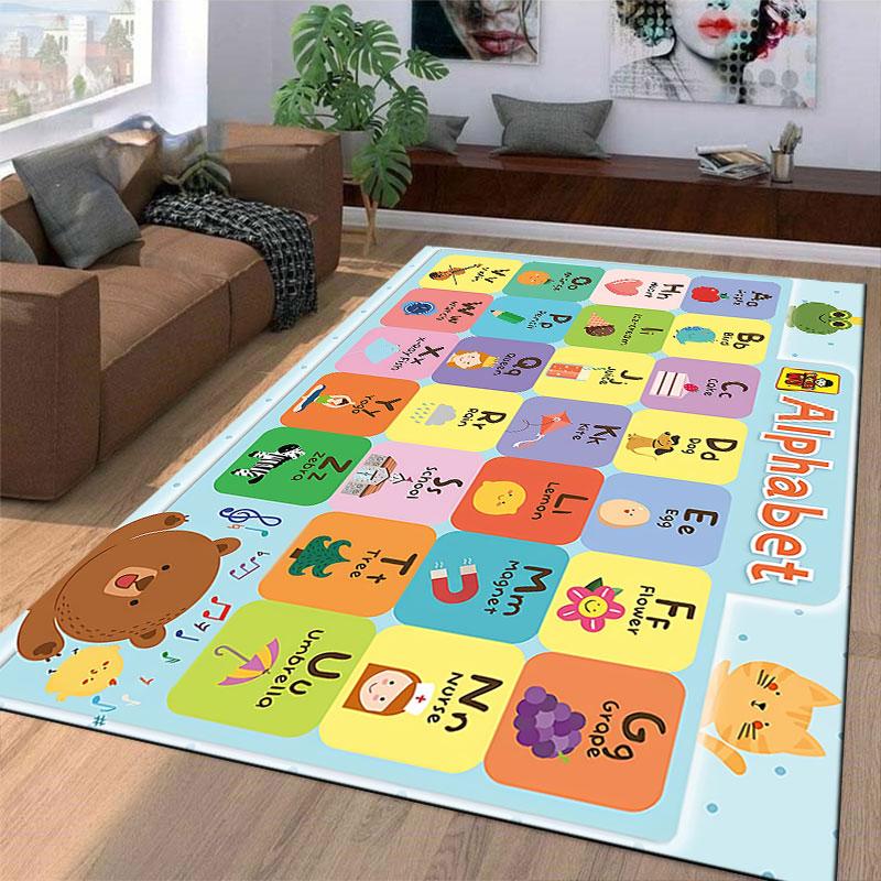 Colorful Alphabet Kids Carpet Suitable As a Non-slip Mat for the Living Room or Bedroom Sofa