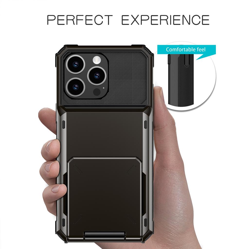 Für iPhone 16 Pro Max Handyhülle PC+TPU Doppelschicht-Rückseite mit Kartenhalter