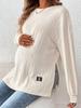 New Maternity Long Sleeve Solid Color Casual Top - Comfortable Round Neck T-shirt