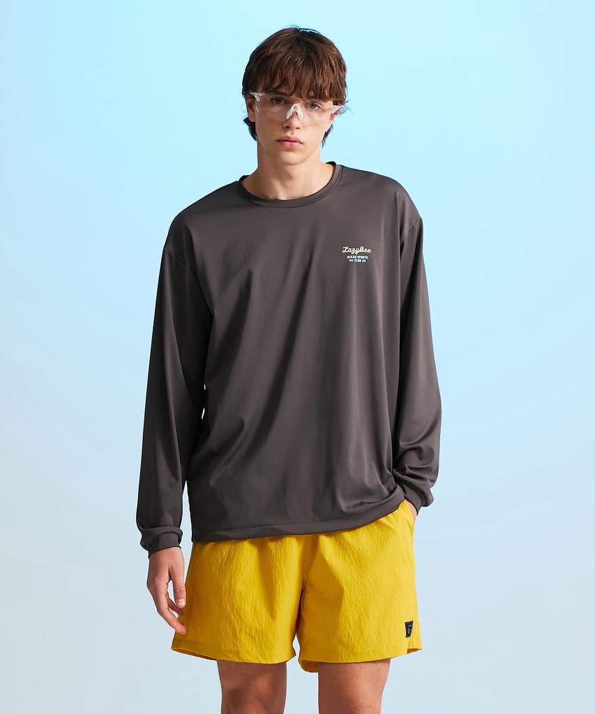 Leijibi [Set] Airfresh String Long Sleeve Rash Guard + Swim Shorts Set M Dark Grey