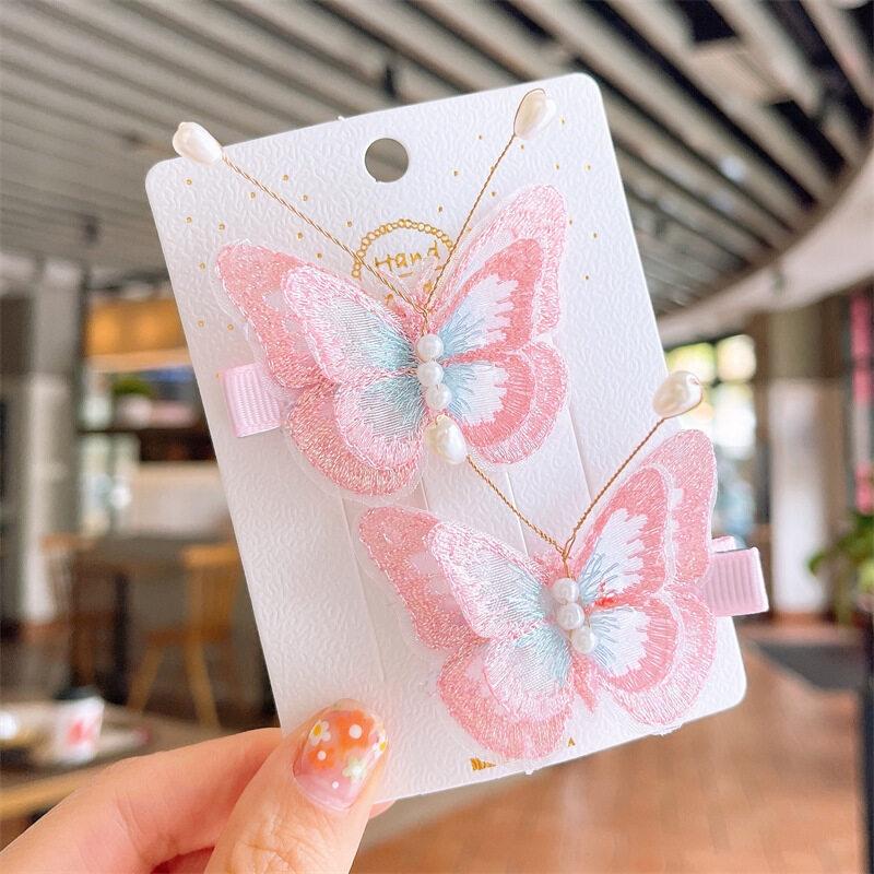 2pcs/set Three-dimensional Butterfly Hair Clip Children's Small Fresh Side Hairpin Cute Girl Hairpin Hair Accessories