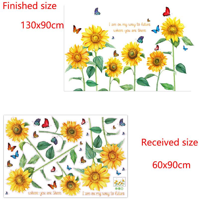 Removable Sunflower Wall Sticker Decal for Bedroom Living Room Home Decor Self-Adhesive