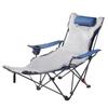 Reclining Camping Chair, 4 Adjustable Positions, Portable Folding Lounger for Adults, Mesh Beach Chair with Footrest & Plush Cushion, Supports 220