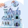 Kids 3D Puzzle Ice Castle House with Light Jigsaw Building Model DIY Handmade Dollhouse Early Learning Educational Toys Gift for Children