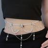 Flower Pearl Tassel Necklace Ladies Sexy Pearl Multi-Layer Body Chain Elegant Waist Chain For Beach Outfit  Accessory